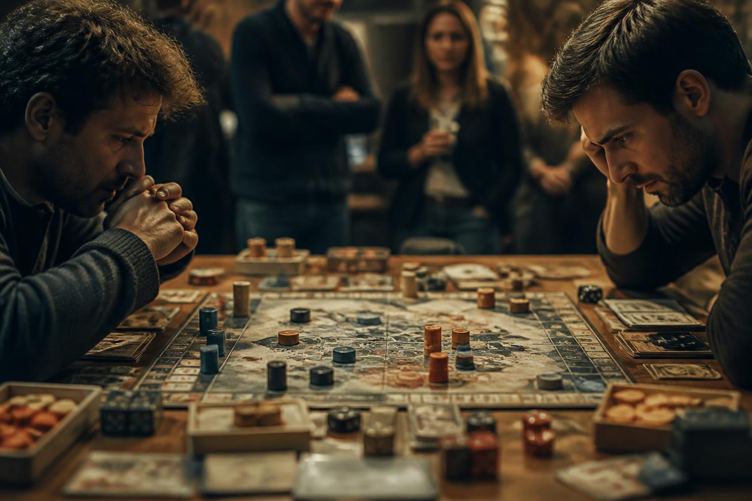 Overhead view of a board game tournament